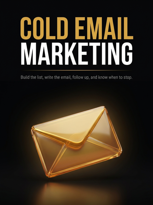 Cold Email Marketing guide cover, a gold envelope on black, from Buscemi IT Solutions