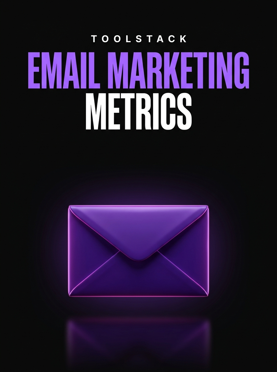 Email Marketing Metrics toolstack cover, a violet envelope on black, from Buscemi IT Solutions