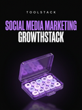 Social Media Marketing Growthstack toolstack cover, a purple briefcase of glowing app tiles on black, from Buscemi IT Solutions