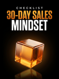 30-Day Sales Mindset checklist cover, a glowing amber calendar cube on black, from Buscemi IT Solutions