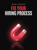 Fix Your Hiring Process mini-course cover, a glowing crimson horseshoe magnet on black, from Buscemi IT Solutions