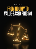 From Hourly to Value-Based Pricing guide cover, a glowing gold balance scale on black, from Buscemi IT Solutions