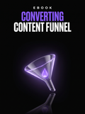Converting Content Funnel ebook cover, a glowing violet glass funnel on black, from Buscemi IT Solutions