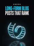 Long-Form Blog Posts That Rank ebook cover, a glowing cyan spiral ladder on black, from Buscemi IT Solutions