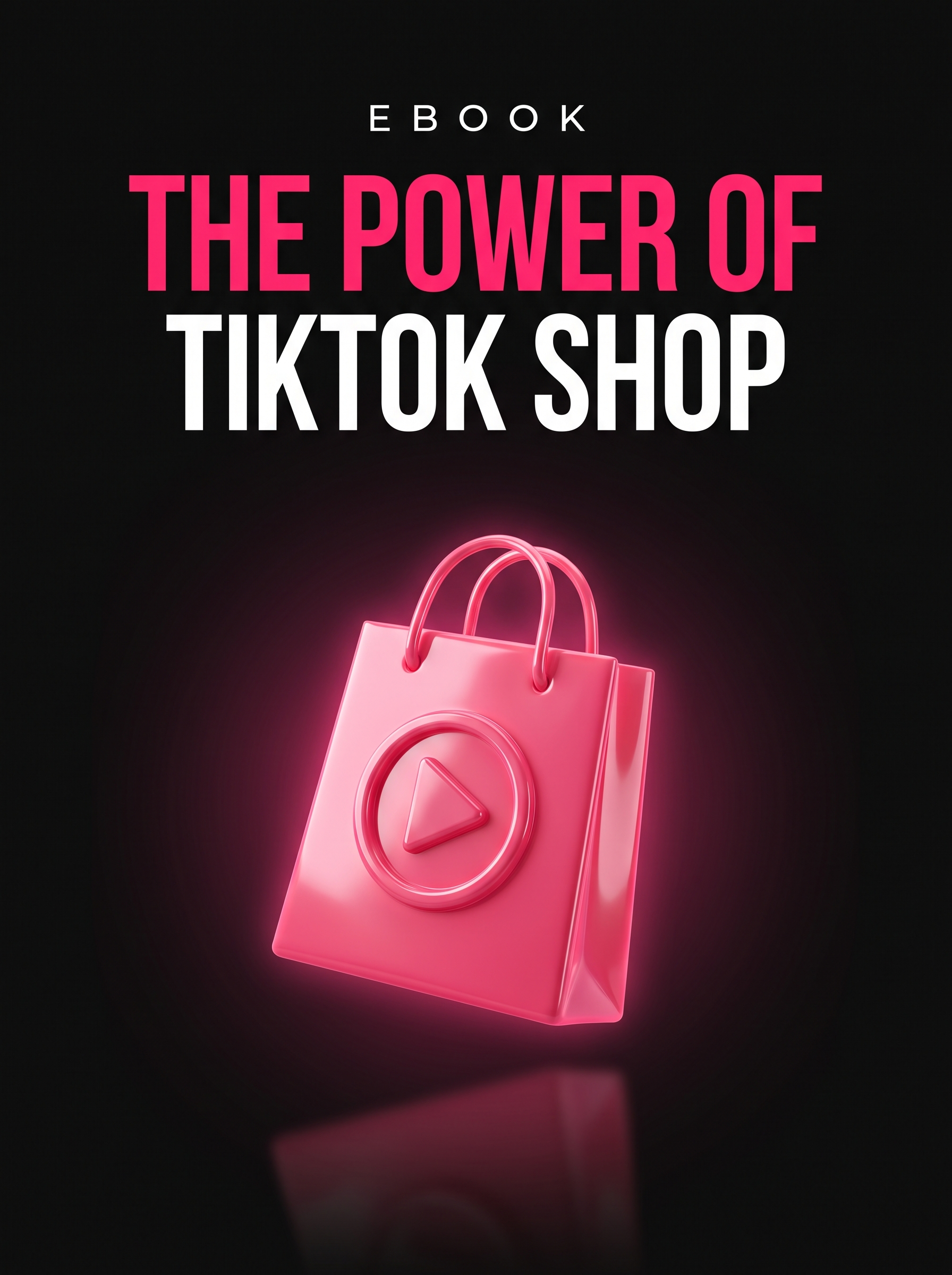 The Power of TikTok Shop ebook cover, a glowing magenta shopping bag on black, from Buscemi IT Solutions
