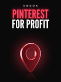 Pinterest for Profit ebook cover, a glowing crimson map pin on black, from Buscemi IT Solutions