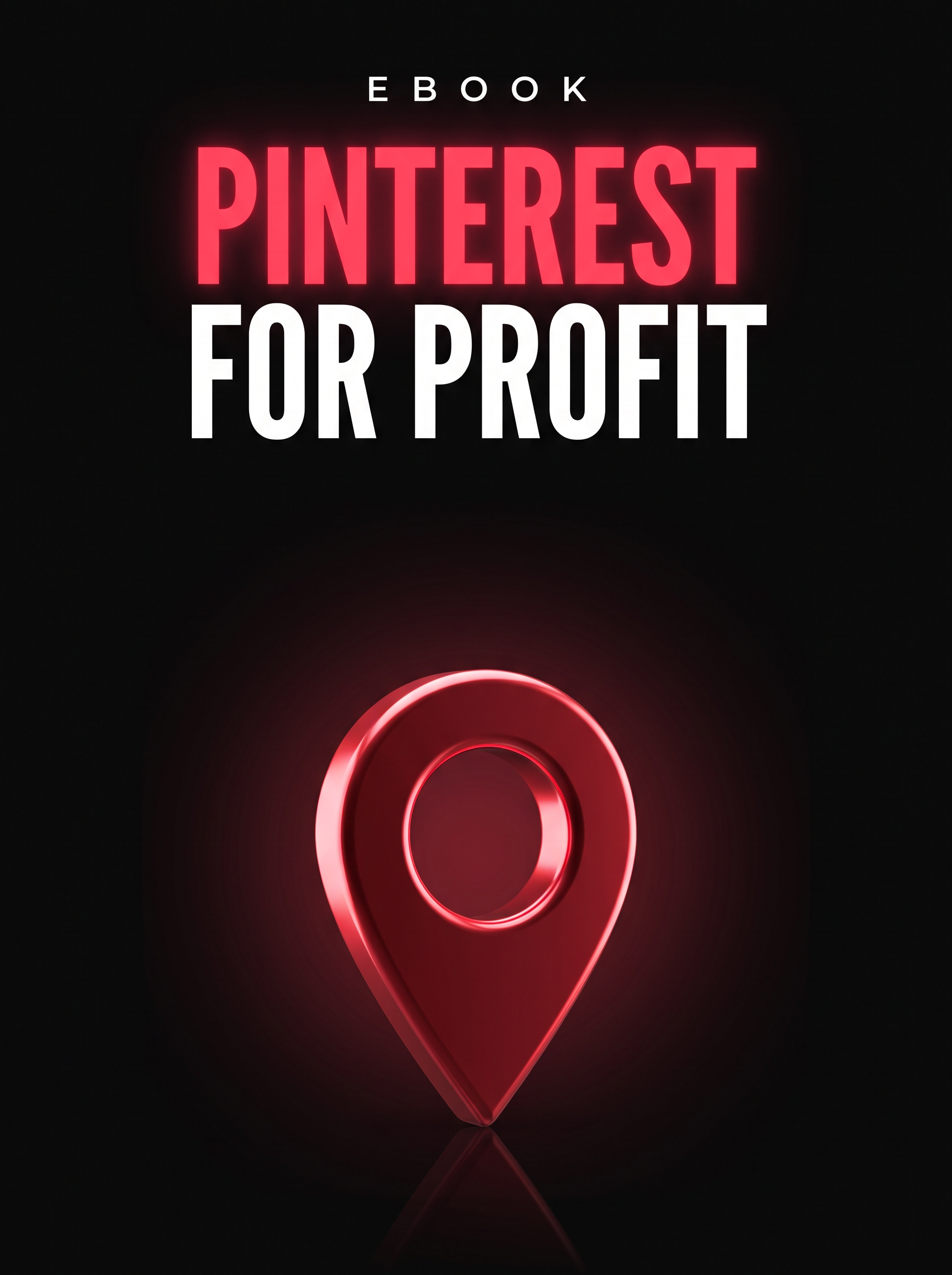 Pinterest for Profit ebook cover, a glowing crimson map pin on black, from Buscemi IT Solutions