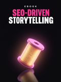 SEO-Driven Storytelling Advantage ebook cover, a glowing magenta spool of golden thread on black, from Buscemi IT Solutions